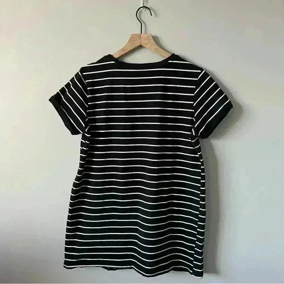 Lulus cafe Society Navy Blue Striped Shirt Dress fall comfy stretch knit - Picture 3 of 5